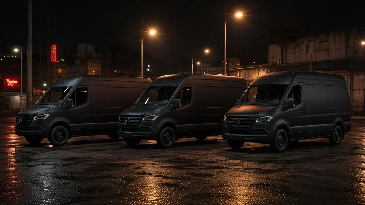 Tres unidades Ghost alineadas de noche