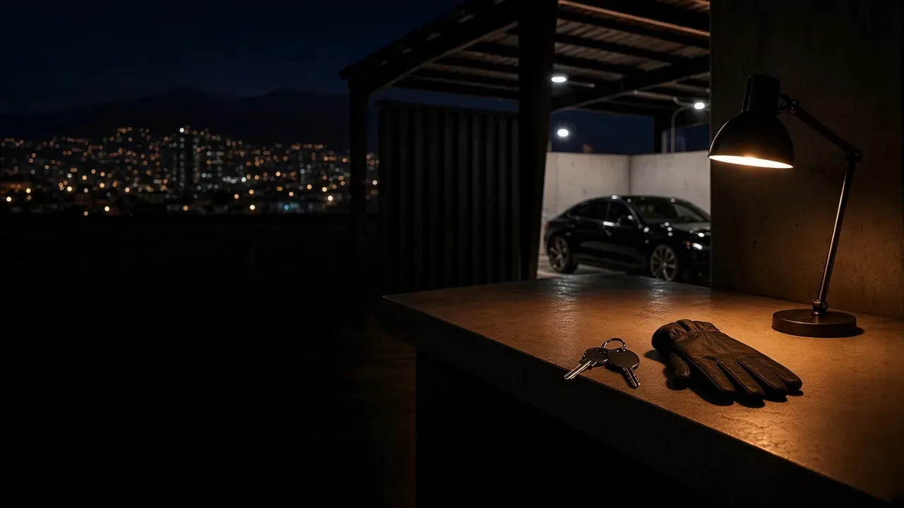 Mostrador de recepción y acceso nocturno a una bahía de detailing