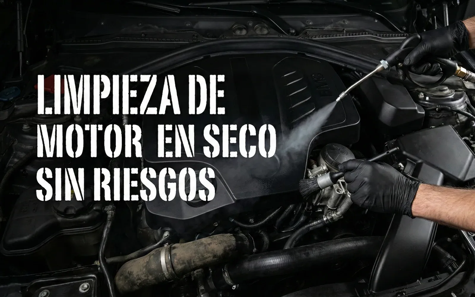 Composición de limpieza de motor en seco, extra de detailing en Quito