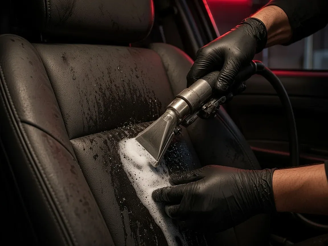 Extracción de tapicería de cuero en un asiento de auto en Quito